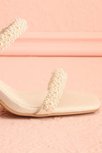 Nolah Ivory | White Strappy Sandals with Pearls
