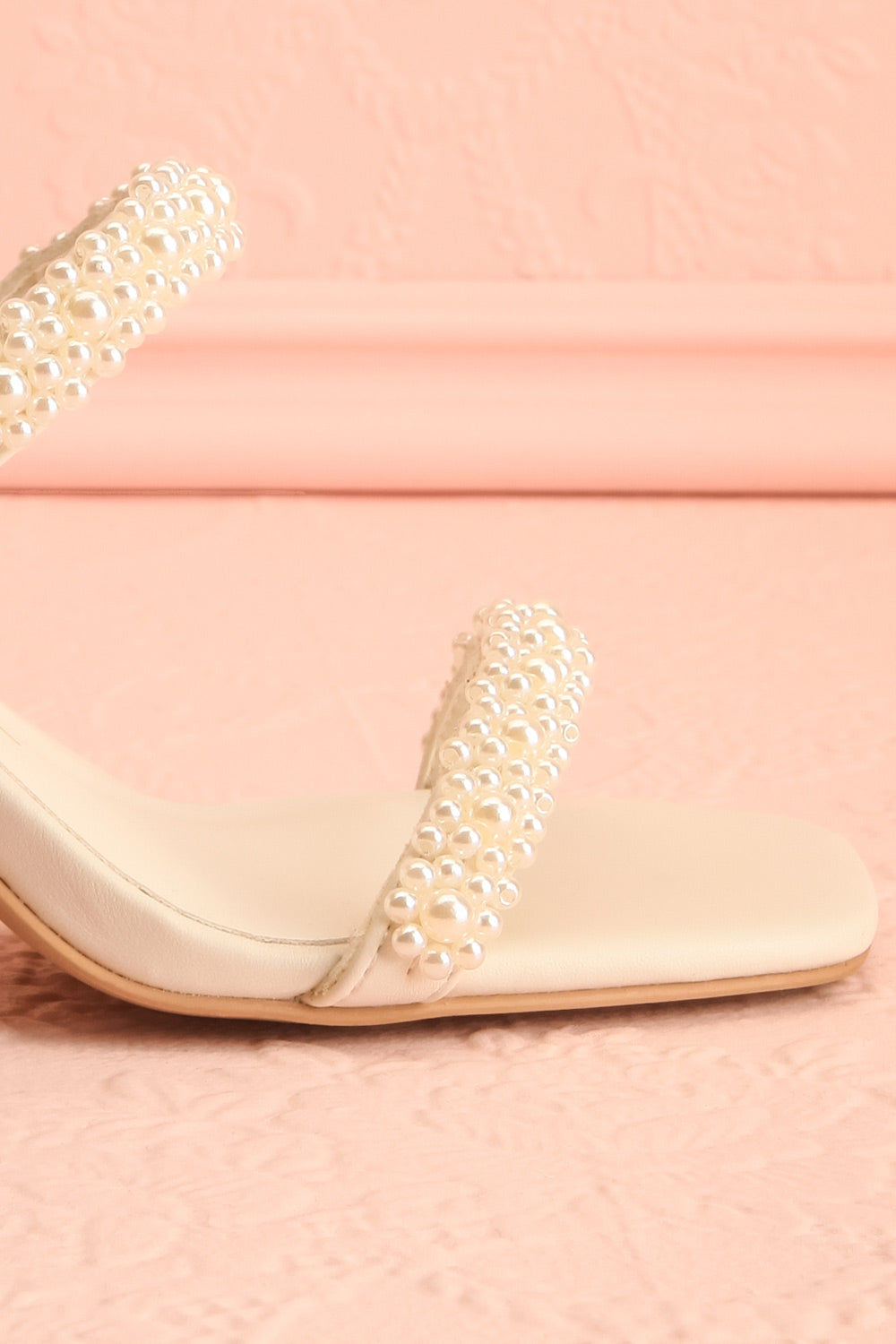 Nolah Ivory | White Strappy Sandals with Pearls