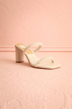 Nolah Ivory | White Strappy Sandals with Pearls
