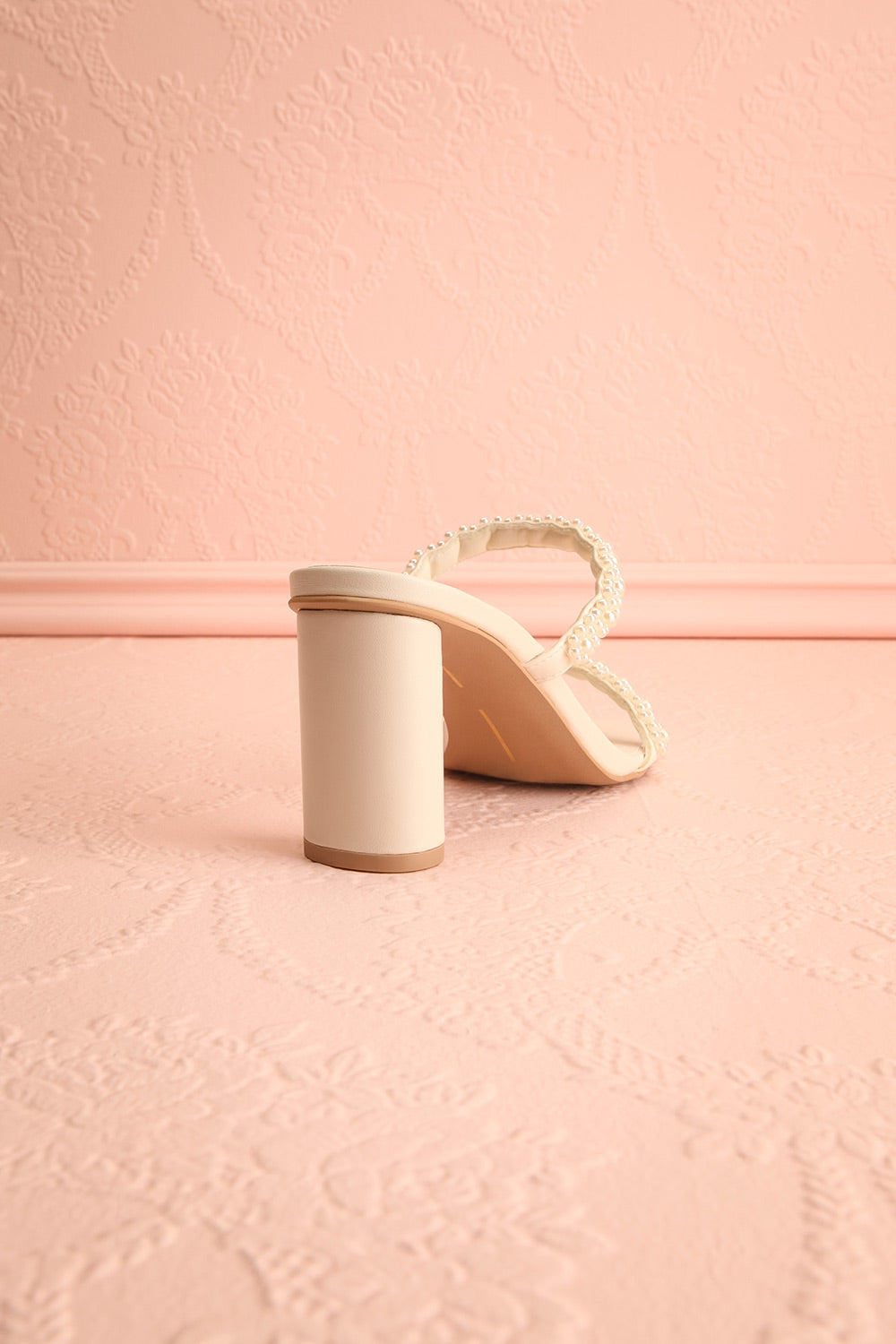 Nolah Ivory | White Strappy Sandals with Pearls