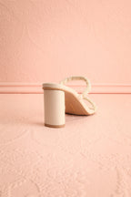 Nolah Ivory | White Strappy Sandals with Pearls
