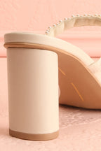 Nolah Ivory | White Strappy Sandals with Pearls