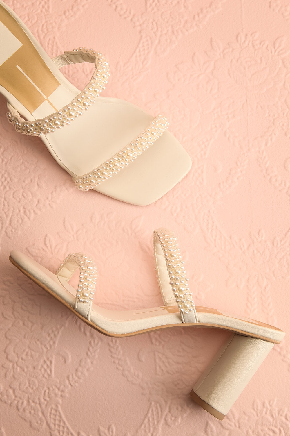 Nolah Ivory | White Strappy Sandals with Pearls