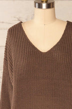 Patras Brown | V-Neck Knitted Sweater