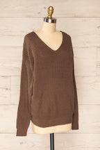 Patras Brown | V-Neck Knitted Sweater