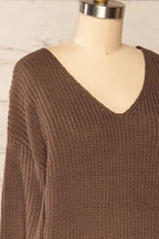 Patras Brown | V-Neck Knitted Sweater