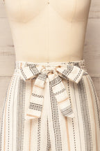 Pistoia | Striped Cropped Pants with Fabric Belt