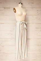 Pistoia | Striped Cropped Pants with Fabric Belt