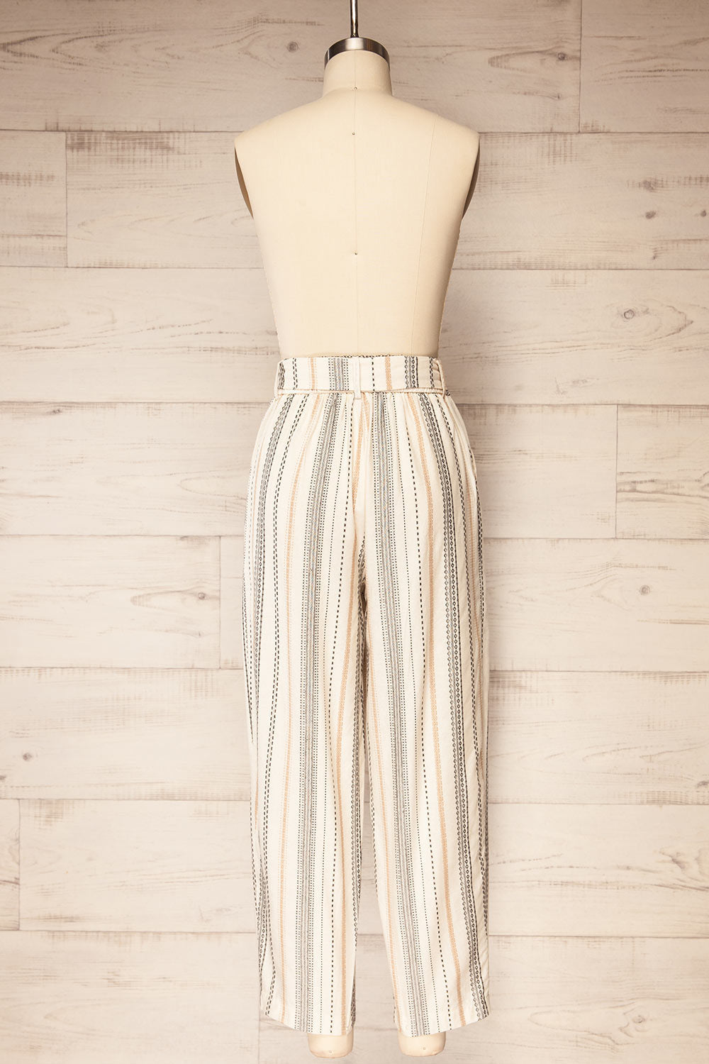 Pistoia | Striped Cropped Pants with Fabric Belt