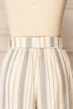 Pistoia | Striped Cropped Pants with Fabric Belt