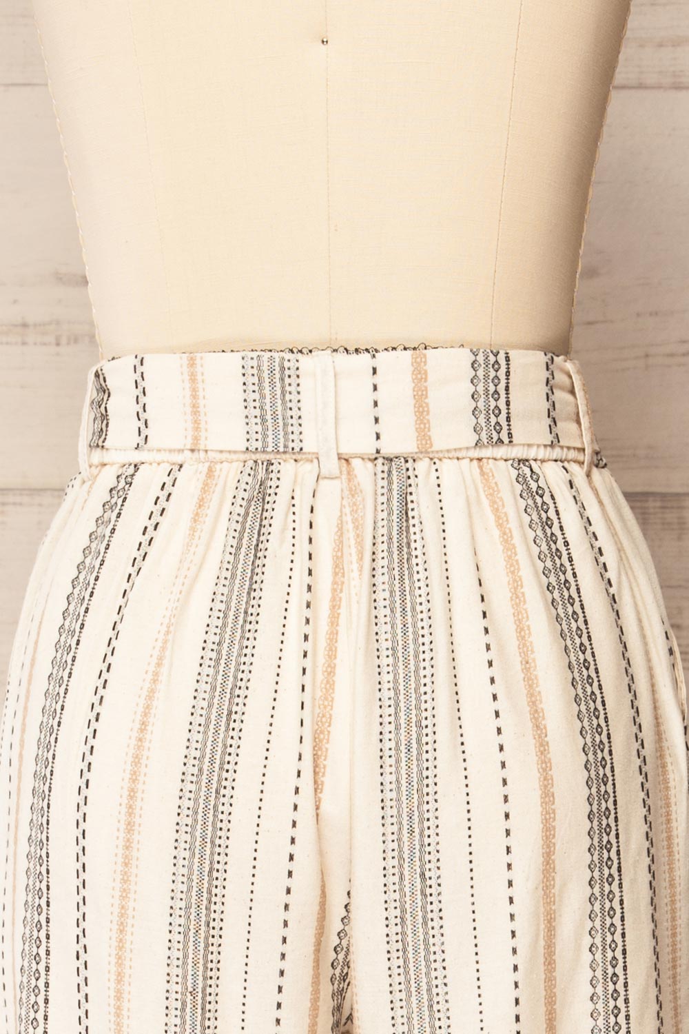 Pistoia | Striped Cropped Pants with Fabric Belt