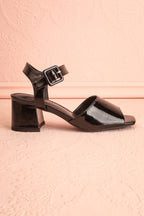 Rocita Black | Glossy Heeled Sandals