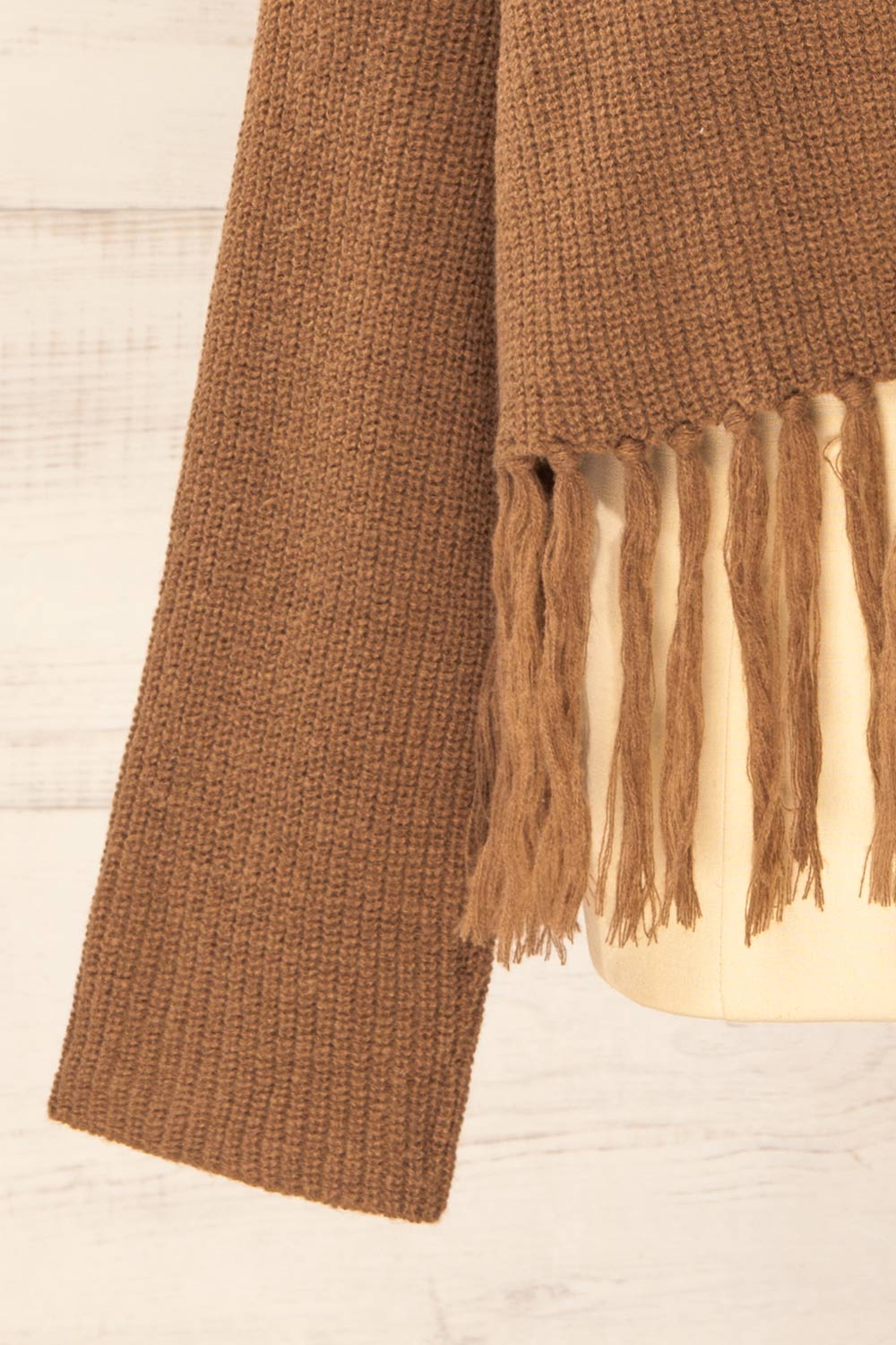 Sauzon Caramel | Oversized Turtleneck Sweater with Fringes