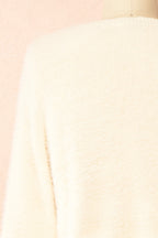 Shawna | Ivory Fuzzy Knit Cardigan with Gold Buttons