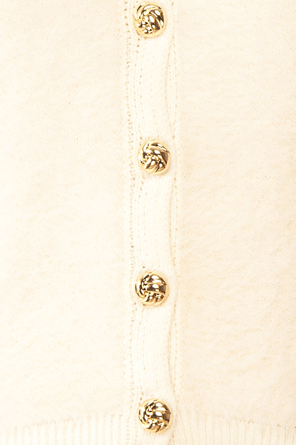 Shawna | Ivory Fuzzy Knit Cardigan with Gold Buttons