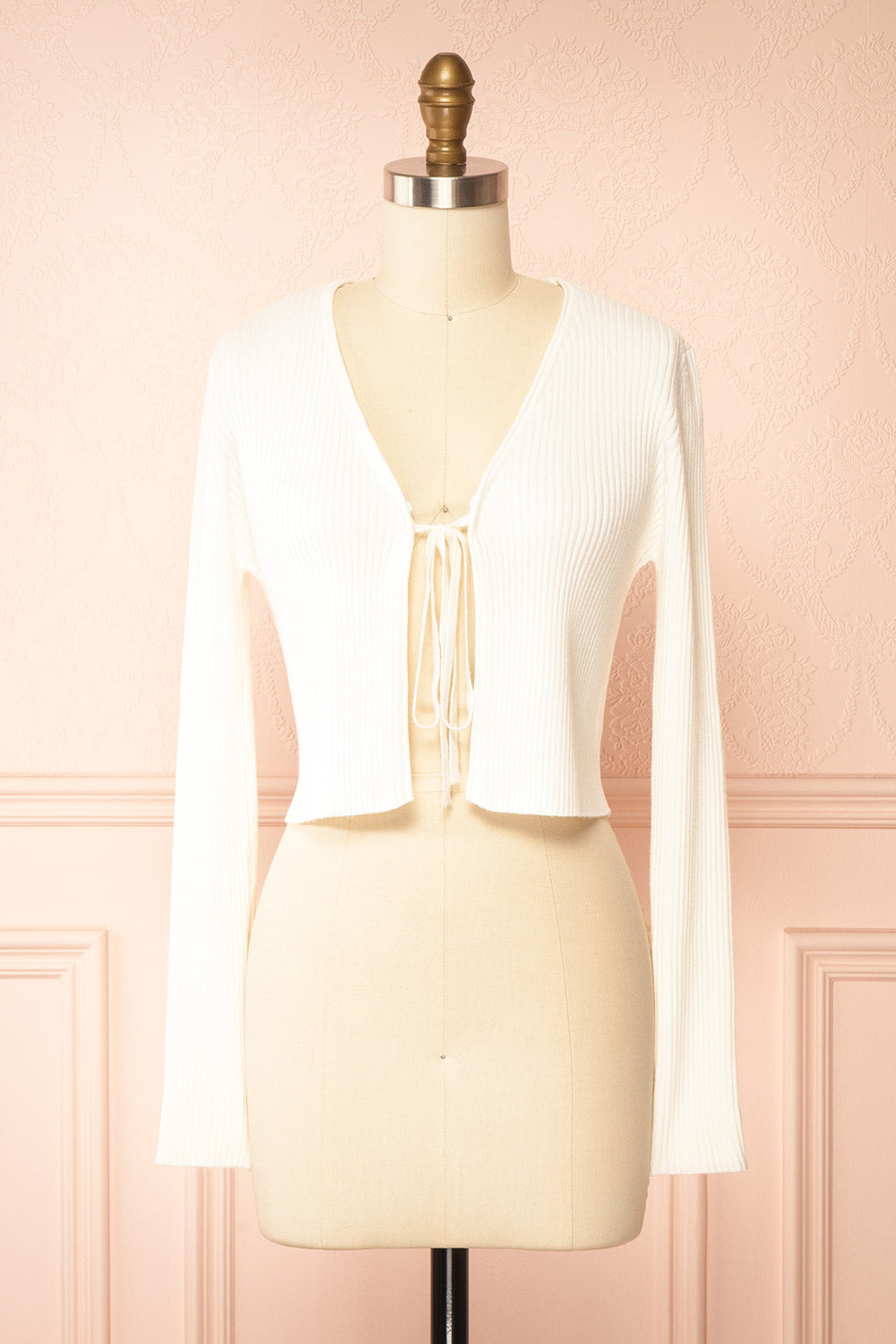 Sherie Ivory | Ribbed Cardigan with Faux Fur Collar
