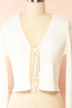 Sherie Ivory | Ribbed Cardigan with Faux Fur Collar