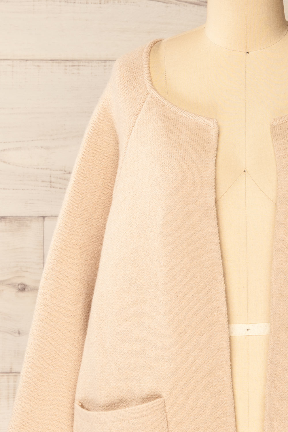 Stuttgart Beige | Thick Knit Open Cardigan