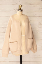 Stuttgart Beige | Thick Knit Open Cardigan