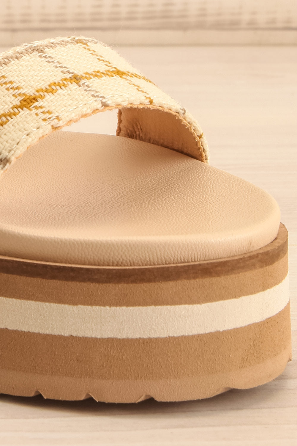 Teraisa | Platform Slide Sandals w/ Gingham Straps