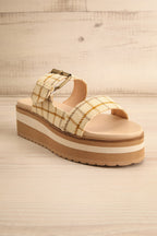 Teraisa | Platform Slide Sandals w/ Gingham Straps