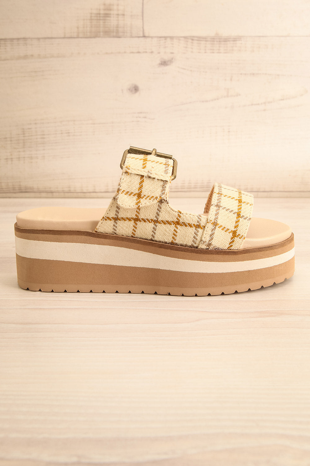 Teraisa | Platform Slide Sandals w/ Gingham Straps