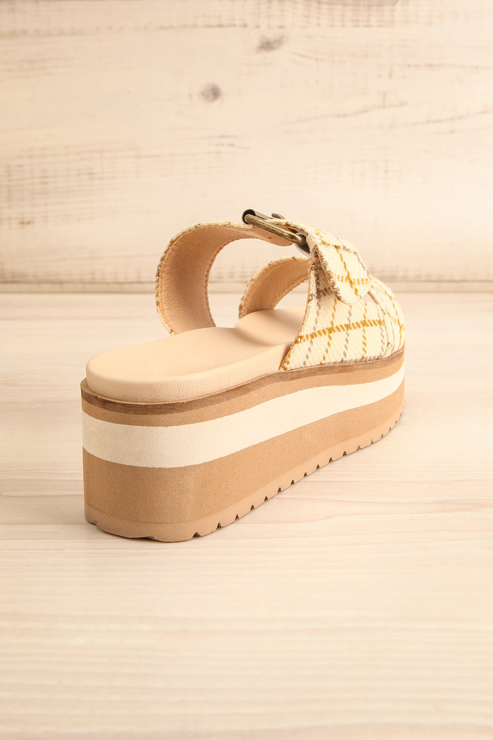Teraisa | Platform Slide Sandals w/ Gingham Straps