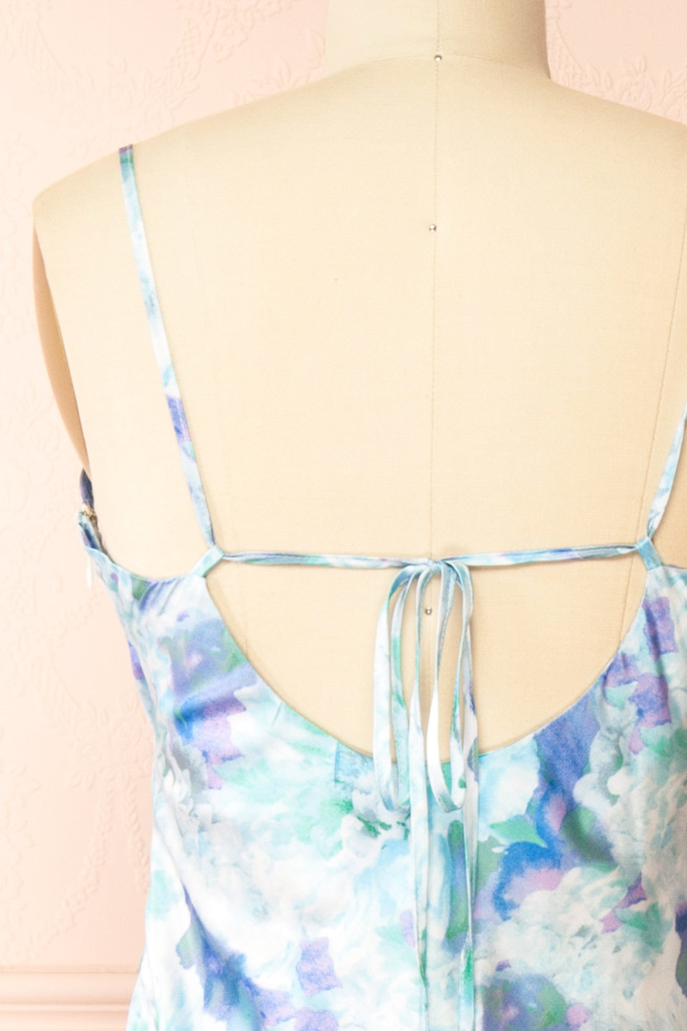 Theana | Long Dress with Blue Floral Pattern
