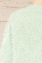 Urtu Mint | Fuzzy Herringbone Sweater