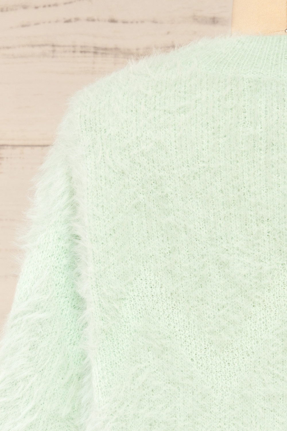 Urtu Mint | Fuzzy Herringbone Sweater