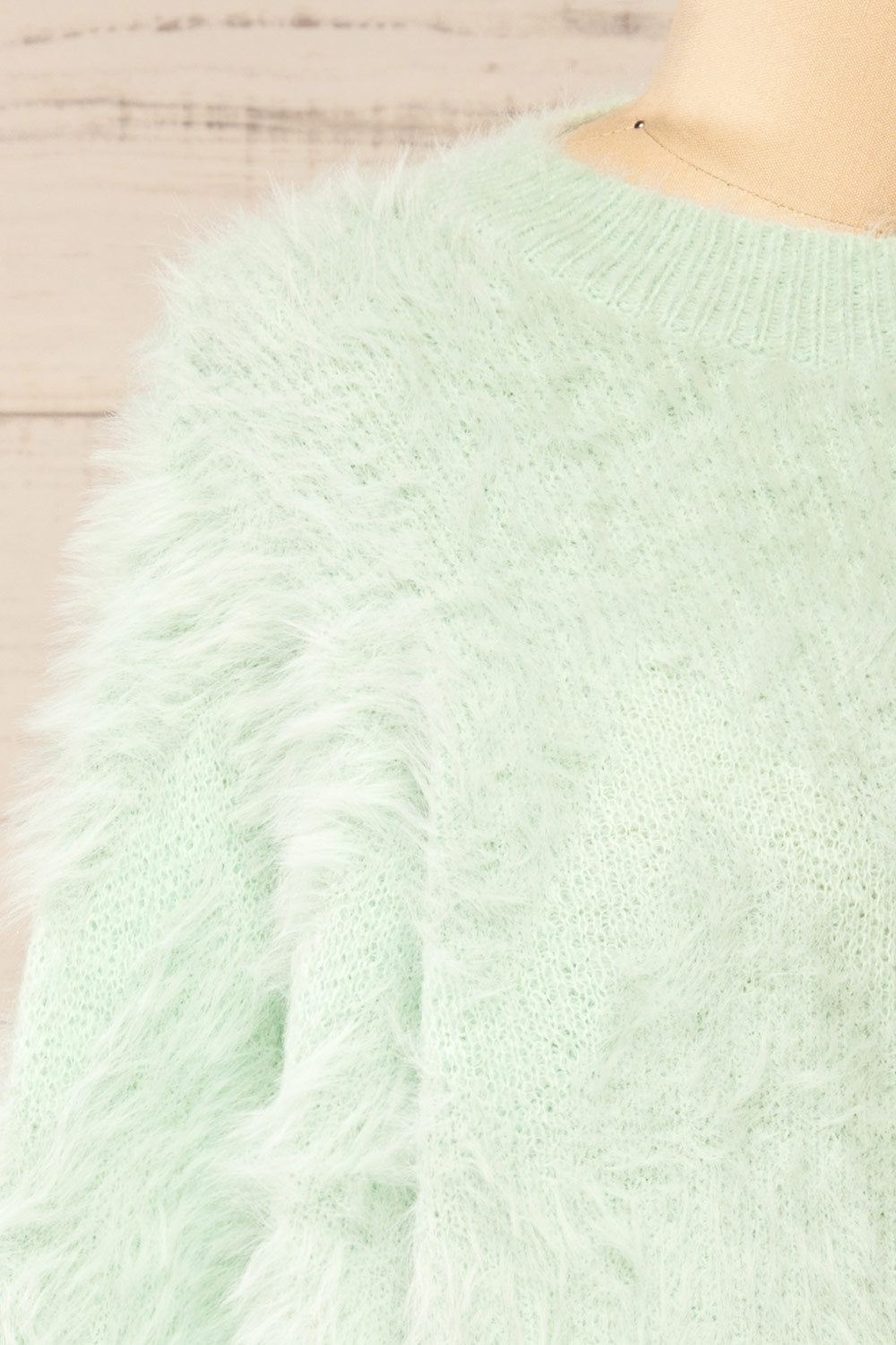 Urtu Mint | Fuzzy Herringbone Sweater