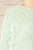Urtu Mint | Fuzzy Herringbone Sweater