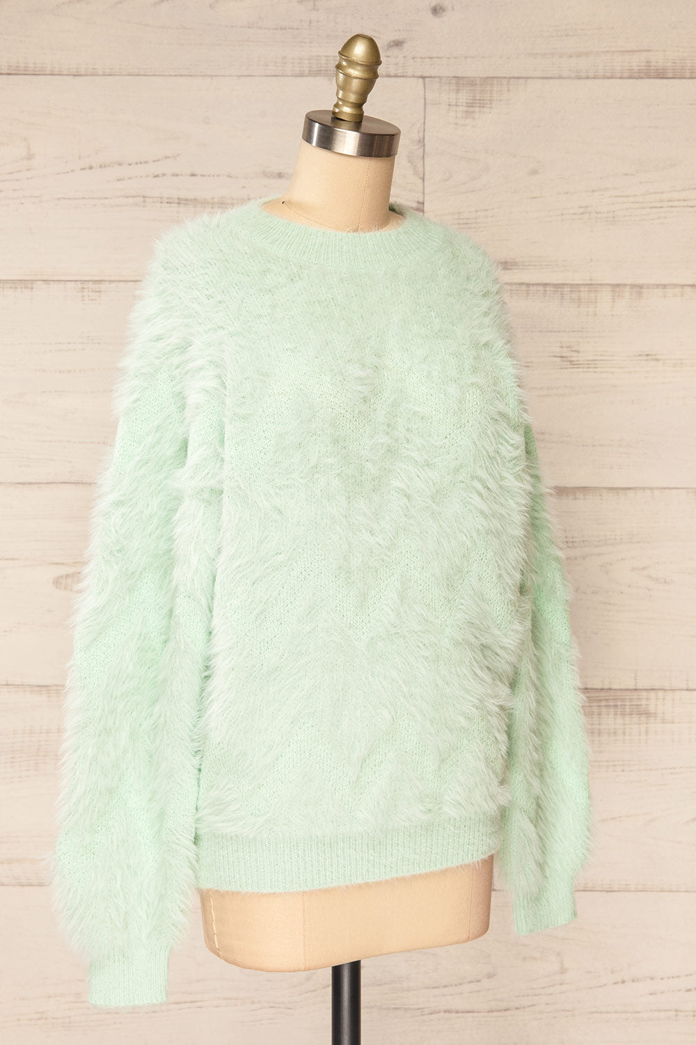 Urtu Mint | Fuzzy Herringbone Sweater