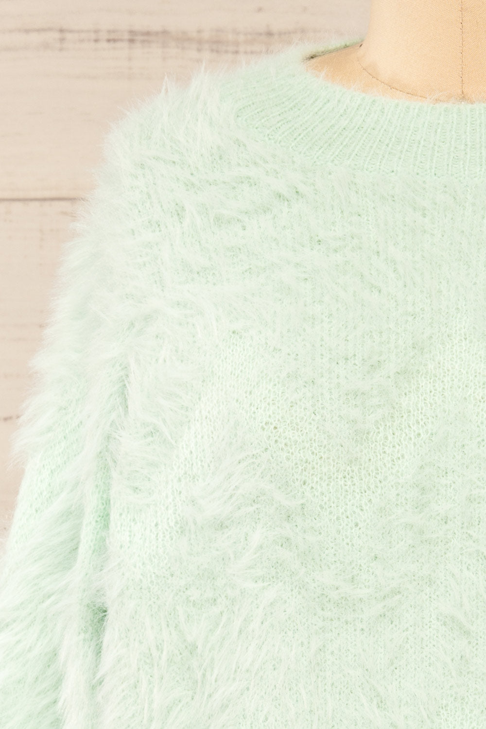Urtu Mint | Fuzzy Herringbone Sweater