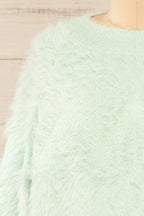 Urtu Mint | Fuzzy Herringbone Sweater