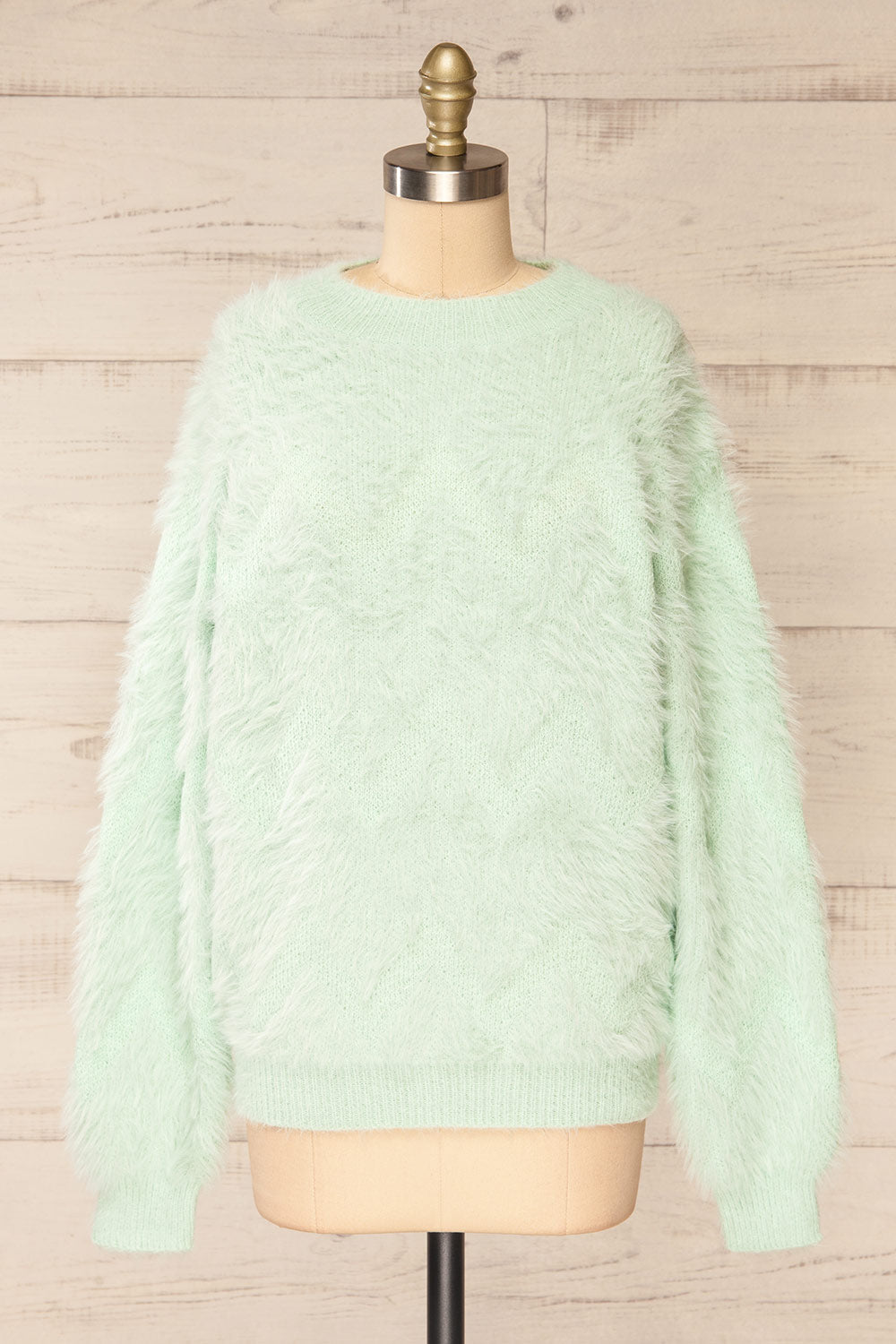 Urtu Mint | Fuzzy Herringbone Sweater
