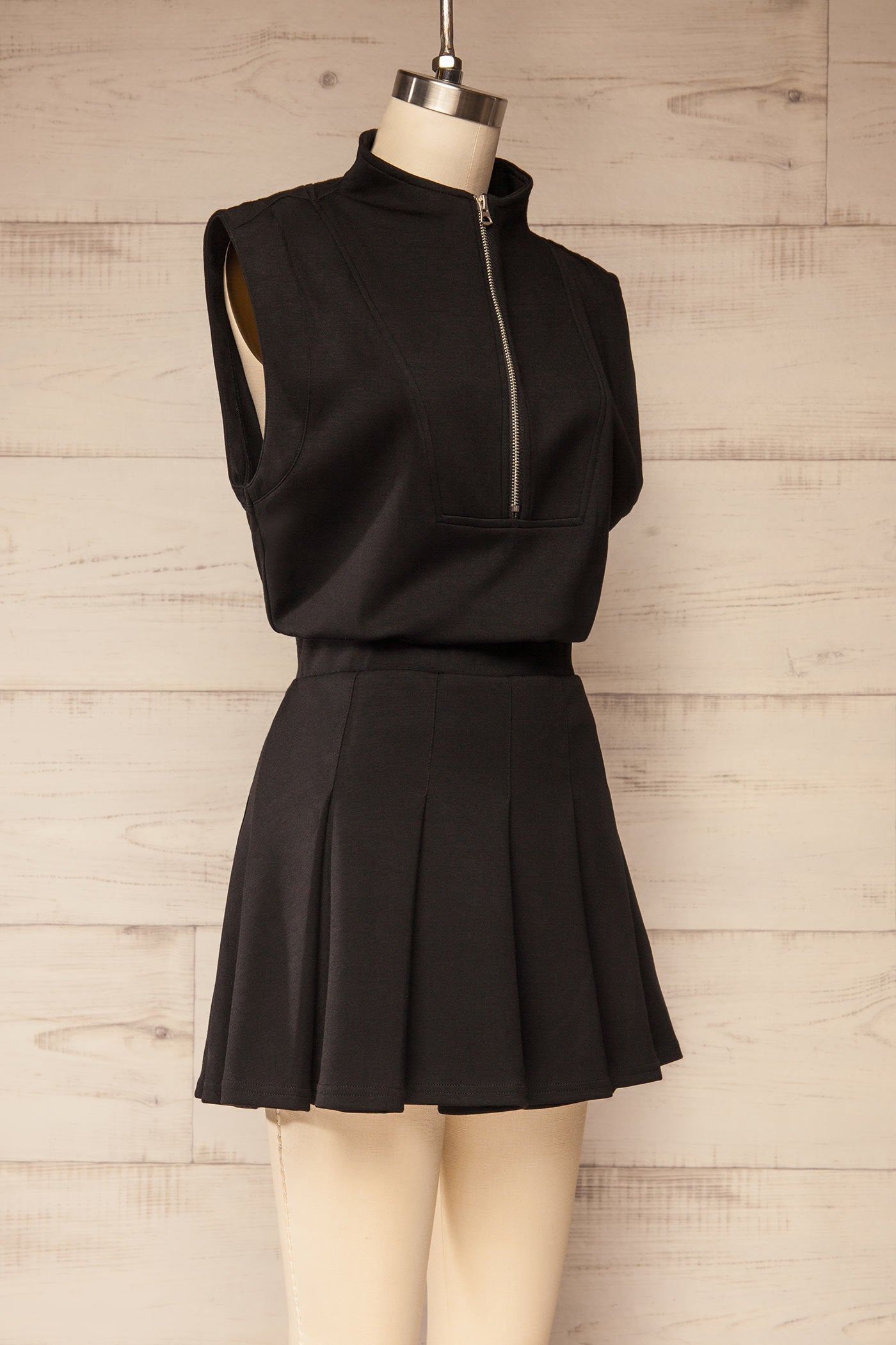 Yelizovo | Black Short Dress with Built-In Shorts