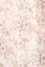 Yujun Pink | Maxi Floral with Sweetheart Neckline and Scarf