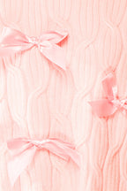 Zorane | Pink Knit Sweater w/ Satin Bows